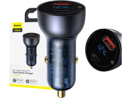 Baseus CCKX-C0G Particular Nabíječka do Auta Digital Display 2xUSB 65W Gray