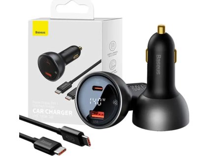 Nabíječka do auta Baseus Superme, USB, USB-C, 140 W (černá)
