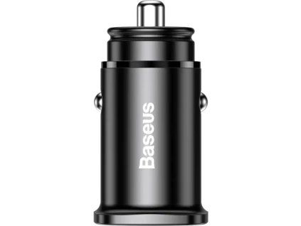 Baseus Square Metal Series Nabíječka do Auta USB-C/USB-A 30W Black