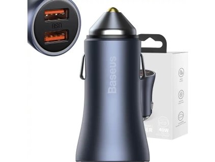 Baseus Golden Contactor Pro nabíječka do auta, 2x USB, 40W (šedá)