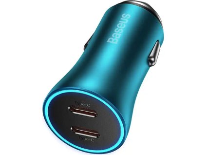 Nabíječka do auta Baseus Golden Contactor Pro, 2x USB-C, 40 W (modrá)