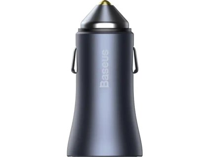 Nabíjačka do auta Baseus Golden Contactor Pro, USB + USB-C, QC4.0+, PD, SCP, 40W (sivá) + kábel USB do USB-C 1m (čierny)