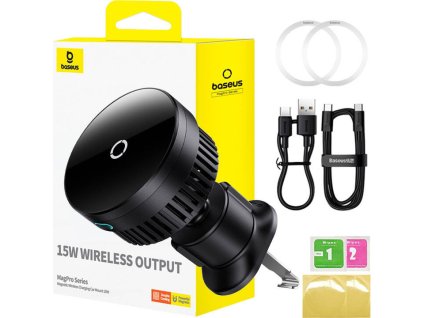 Baseus car holder MagPro magnetic with wireless charging function black to the car grille 15W