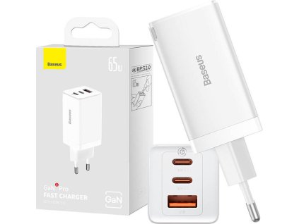 Baseus CCGP120202 GaN5 Pro Quick Nabíječka USB-A + 2x USB-C 65W White