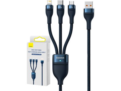 Baseus Flash Series II cable USB - USB Type C / Lightning / micro USB 100 W 1.2 m blue (CASS030003)