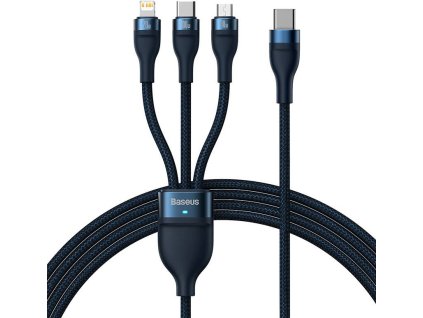 Baseus Flash Series II cable USB Type C / USB Type A - USB Type C / Lightning / micro USB 100 W 1.5 m blue (CASS030203)