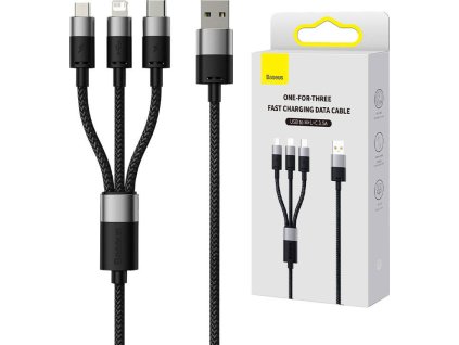 Baseus StarSpeed 3v1 Fast Charging Datový Kabel USB-A - USB-C/Lightning/MicroUSB 20W 3.5A 1.2m Black