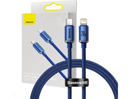 Baseus CAJY000203 Crystal Shine Series Datový Kabel USB-C - Lightning 20W 1,2m Blue