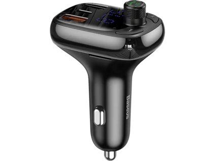 Baseus T Shaped S-13 Nabíječka Do Auta USB-A/USB-A/USB-C a FM Transmitter Black