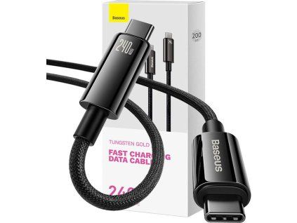 Baseus CAWJ040101 Tungsten Gold Fast Charging Datový Kabel USB-C - USB-C 240W 2m Black