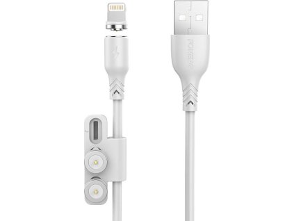 Foneng X62 Magnetický kábel 3v1 USB na USB-C / Lightning / Micro USB, 2,4 A, 1 m (biely)