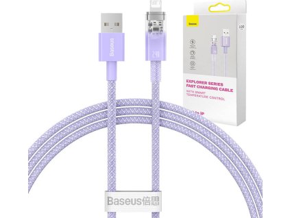 Rýchlonabíjací kábel Baseus USB-A na Lightning Explorer Series 1 m 2,4 A (fialový)