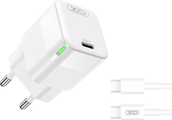 XO wall charger CE06 PD 30W 1x USB-C white + USB-C - USB-C cable