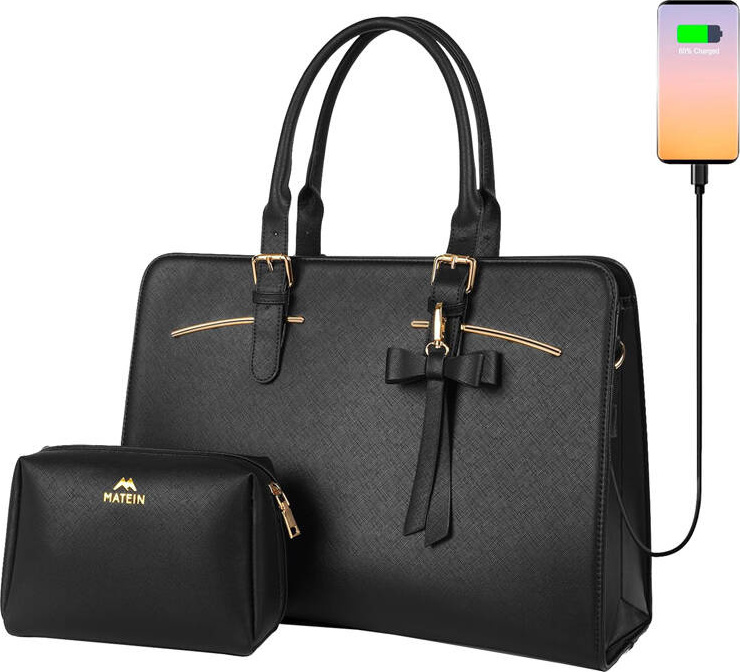 Dámská brašna na 15,6'' notebook s kosmetickým pouzdrem Matein 1310 Black USB