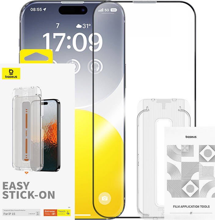 Ochrana soukromí Tvrzené sklo Baseus Sapphire iPhone 15