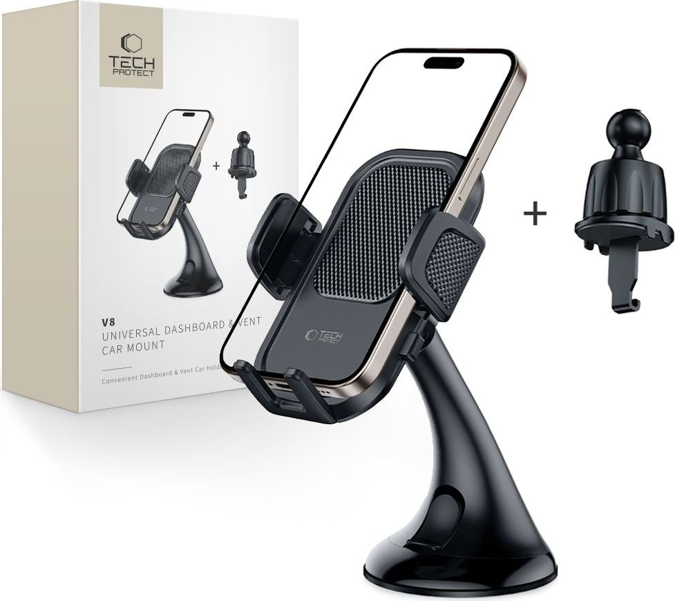 TECH-PROTECT V8 UNIVERSAL DASHBOARD UNRG & VENT CAR MOUNT BLACK