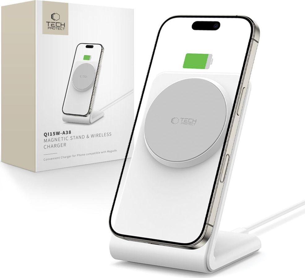 TECH-PROTECT QI15W-A38 MAGNETIC MAGSAFE WIRELESS CHARGER WHITE