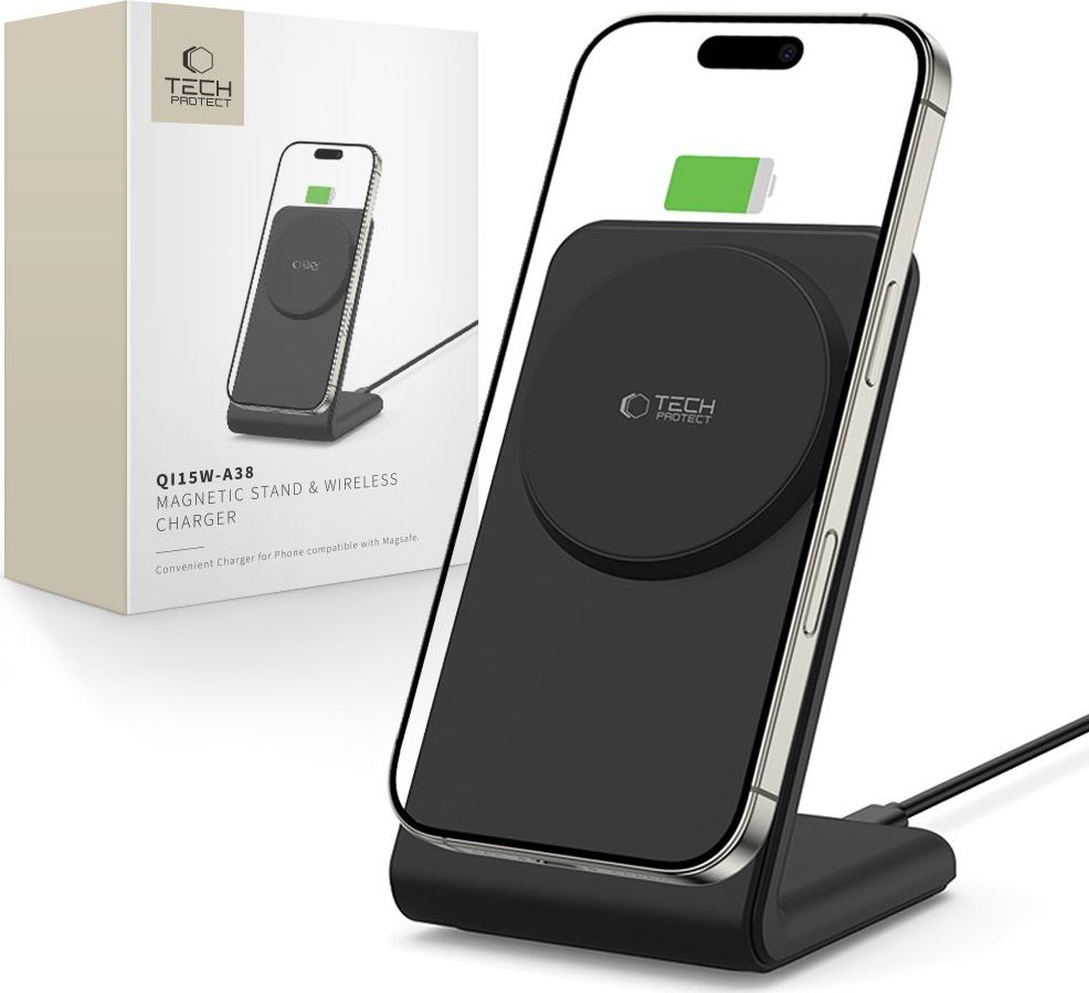 TECH-PROTECT QI15W-A38 MAGNETIC MAGSAFE WIRELESS CHARGER BLACK