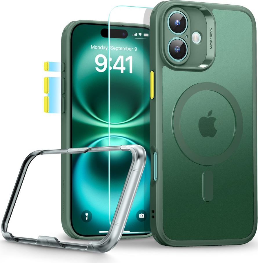 ESR CLASSIC PRO SET HALOLOCK MAGSAFE KRYT A SKLO S APLIKÁTOREM IPHONE 16 FROSTED GREEN