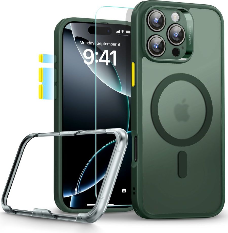 ESR CLASSIC PRO SET HALOLOCK MAGSAFE KRYT A SKLO S APLIKÁTOREM IPHONE 16 PRO FROSTED GREEN