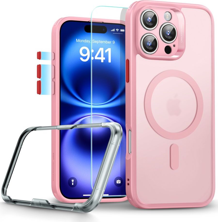 ESR CLASSIC PRO SET HALOLOCK MAGSAFE KRYT A SKLO S APLIKÁTOREM IPHONE 16 PRO MAX FROSTED PINK