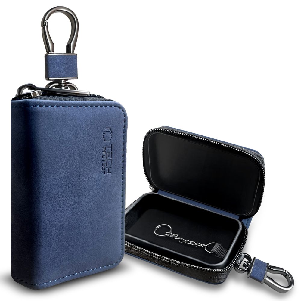 FARADAYOVA KLEC TECH-PROTECT KLR300 POUCH KEYLESS RFID SIGNAL BLOCKER CASE NAVY BLUE
