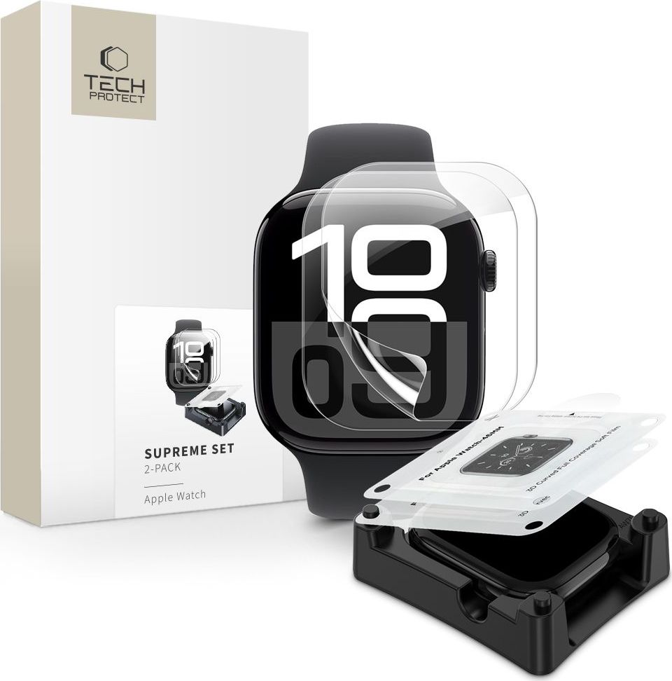 Hydrogelová fólie s aplikátorem TECH-PROTECT SUPREME SET 2-PACK APPLE WATCH 10 (42 MM) CLEAR