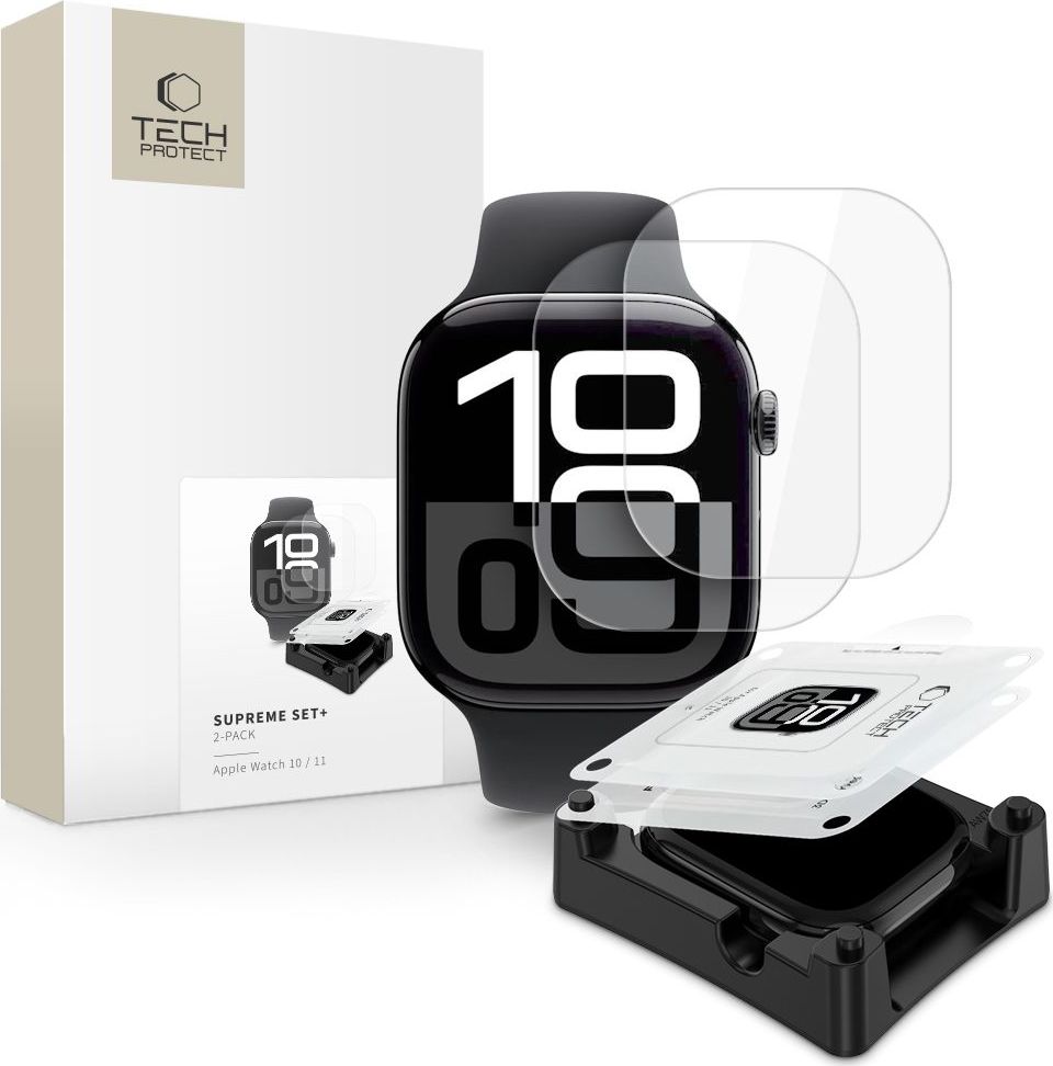 Hydrogelová fólie s aplikátorem TECH-PROTECT SUPREME SET 2-PACK APPLE WATCH 10 (42 MM) CLEAR