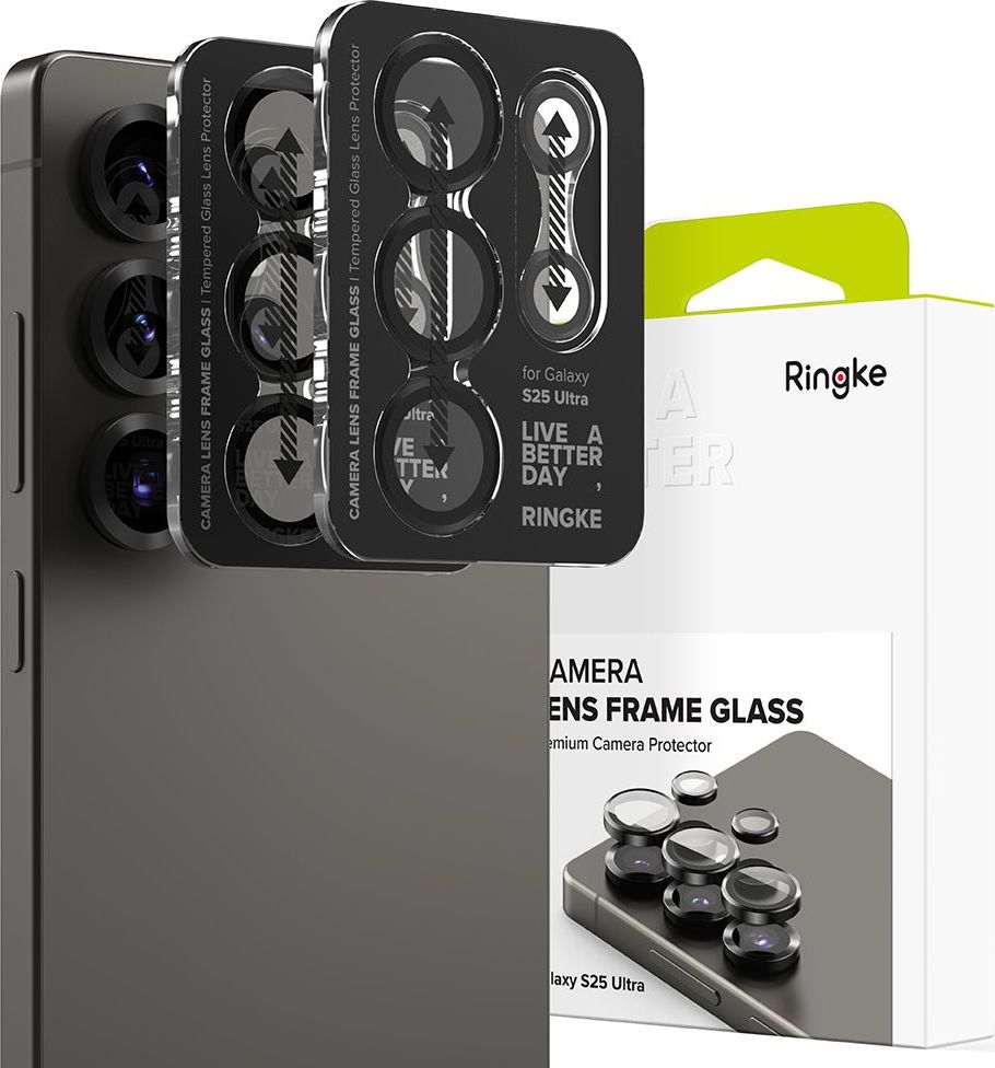 Ochranné sklo na čočku fotoaparátu RINGKE CAMERA FRAME PROTECTOR 2-PACK GALAXY S25 ULTRA BLACK