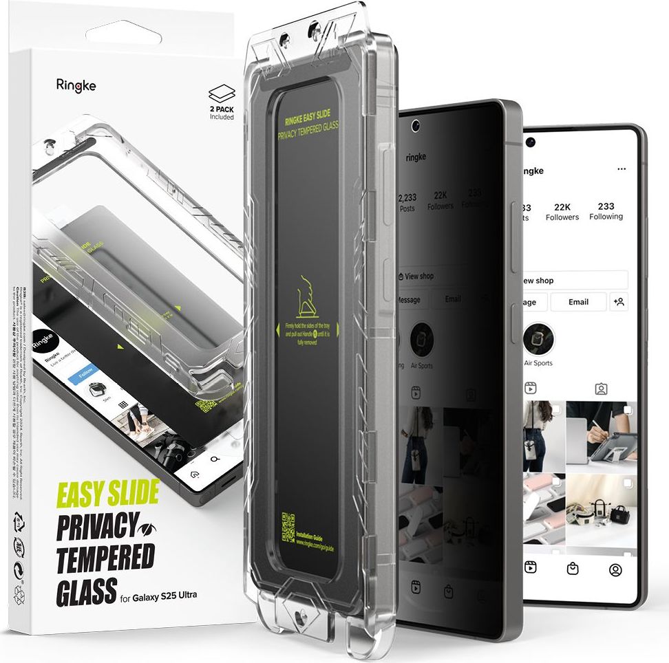Tvrzené sklo zatmavující s aplikátorem RINGKE EASY SLIDE 2-PACK GALAXY S25 ULTRA PRIVACY