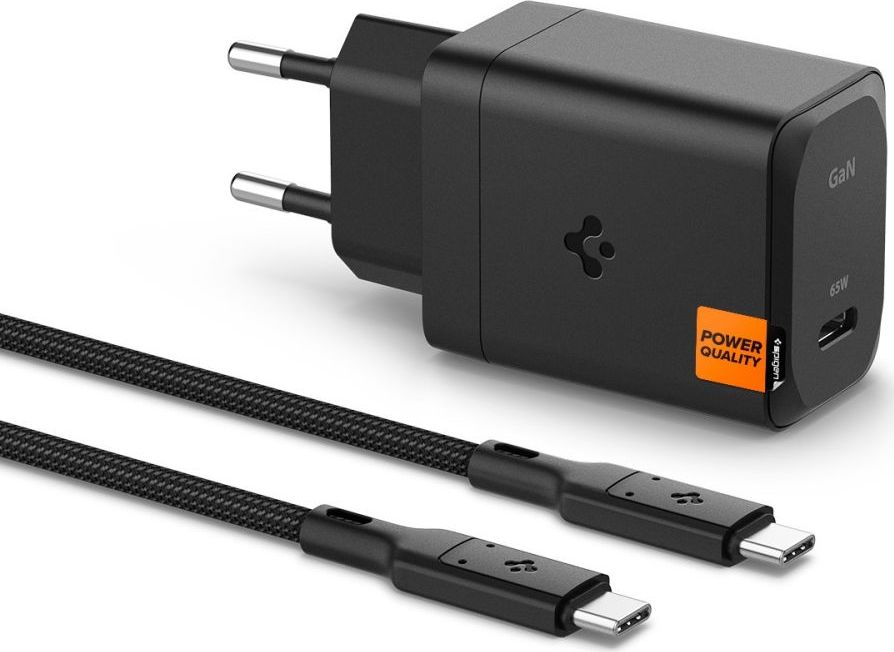 SPIGEN ARCSTATION PRO GAN-651 1-PORT NETWORK CHARGER 65W + TYPE-C CABLE BLACK
