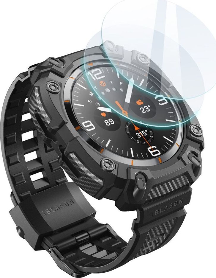 SUPCASE IBLSN ARMORBOX & TEMPERED GLASS 2-PACK SAMSUNG GALAXY WATCH ULTRA 2024 / 2025 (47 MM) BLACK