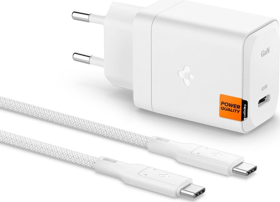 SPIGEN ARCSTATION PRO GAN-651 1-PORT NETWORK CHARGER 65W + TYPE-C CABLE WHITE