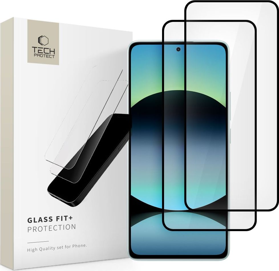 Tvrzené sklo TECH-PROTECT GLASS FIT+ 2-PACK XIAOMI REDMI NOTE 14 4G / 5G / POCO M7 PRO 5G BLACK