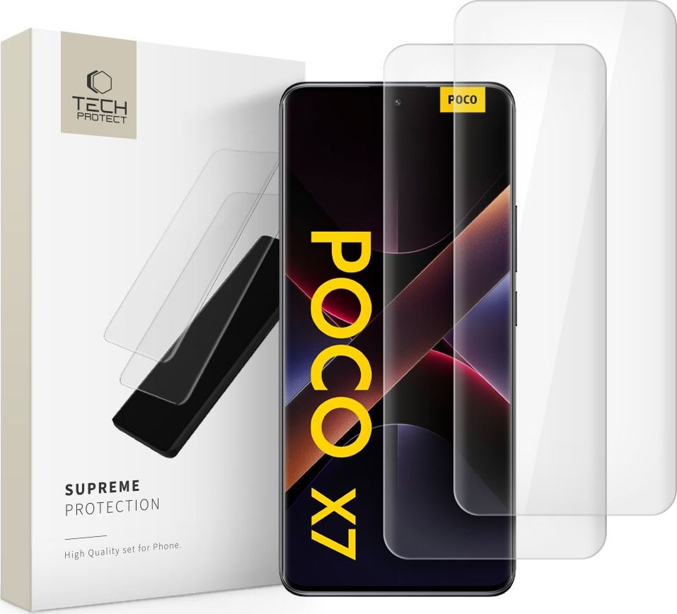 Tvrzené sklo TECH-PROTECT GLASS UV+ 2-PACK XIAOMI REDMI NOTE 14 PRO 4G / 5G / 14 PRO+ PLUS 5G / POCO X7 5G CLEAR