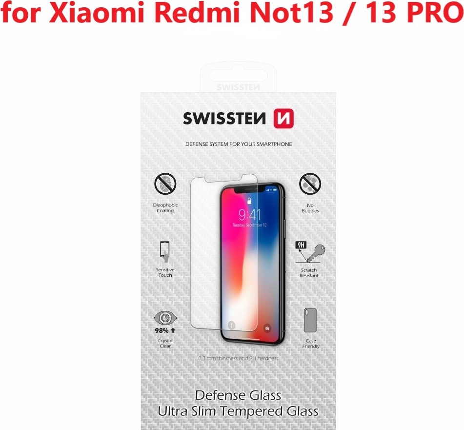 OCHRANNÉ TEMPEROVANÉ SKLO SWISSTEN PRO XIAOMI REDMI NOTE 13 / 13 PRO 4G / 5G RE 2,5D