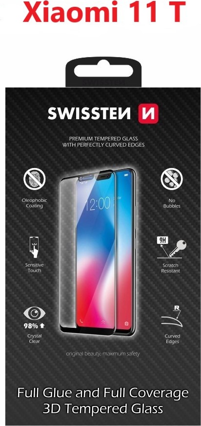 SKLO SWISSTEN ULTRA DURABLE 3D FULL GLUE GLASS PRO XIAOMI 11 T ČERNÉ
