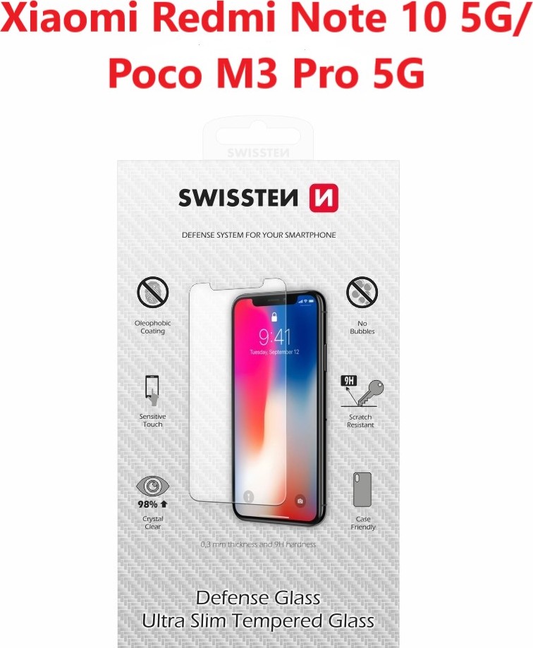 OCHRANNÉ TEMPEROVANÉ SKLO SWISSTEN PRO XIAOMI REDMI NOTE 10 5G/POCO M3 PRO 5G RE 2,5D