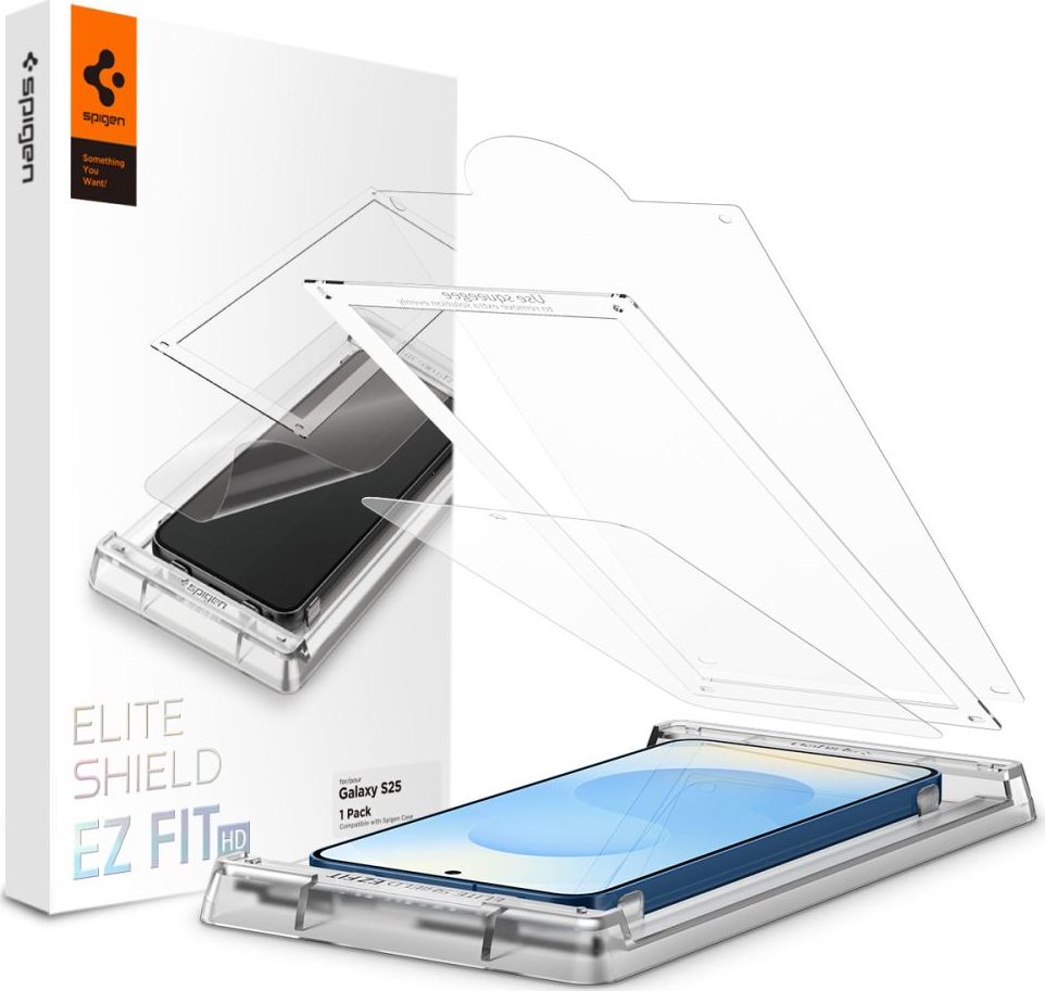 Hybridní sklo SPIGEN ELITE SHIELD ”EZ FIT” HD GALAXY S25 CLEAR s instalačním aplikátorem