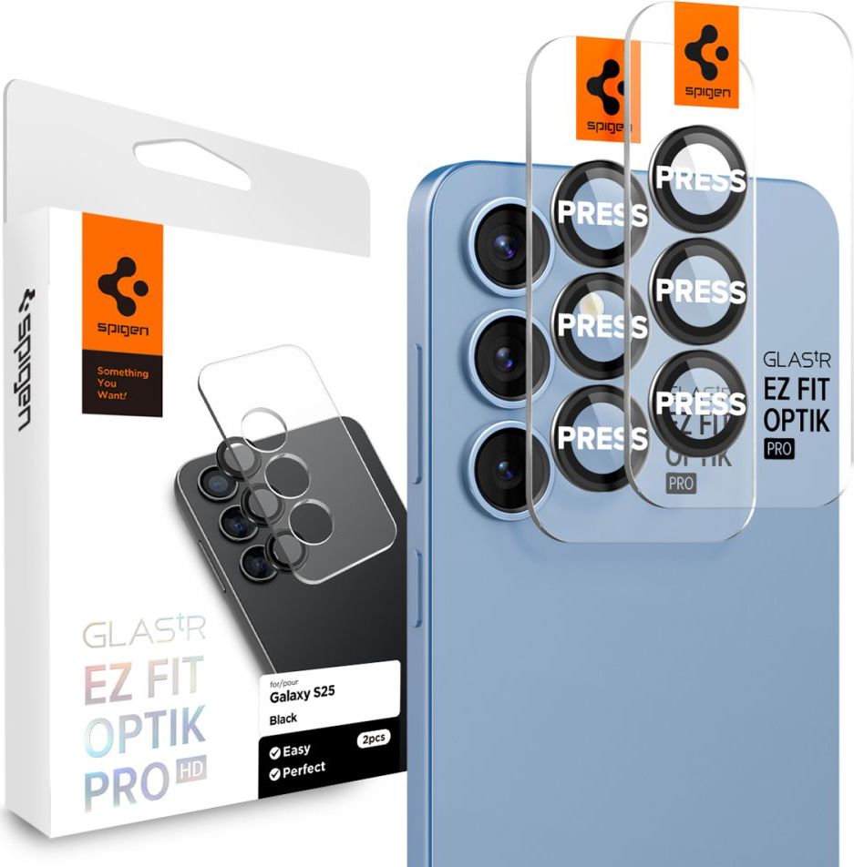 Ochranné sklo na čočku fotoaparátu SPIGEN OPTIK PRO GLAS.TR ”EZ FIT” HD CAMERA PROTECTOR 2-PACK GALAXY S25+ PLUS BLACK