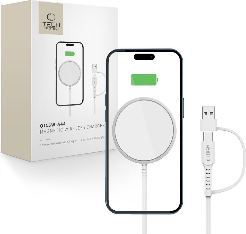 TECH-PROTECT QI15W-A44 MAGNETIC MAGSAFE WIRELESS CHARGER WHITE