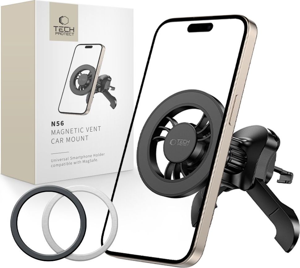 TECH-PROTECT N56 MAGNETIC MAGSAFE STABLE VENT CAR MOUNT BLACK