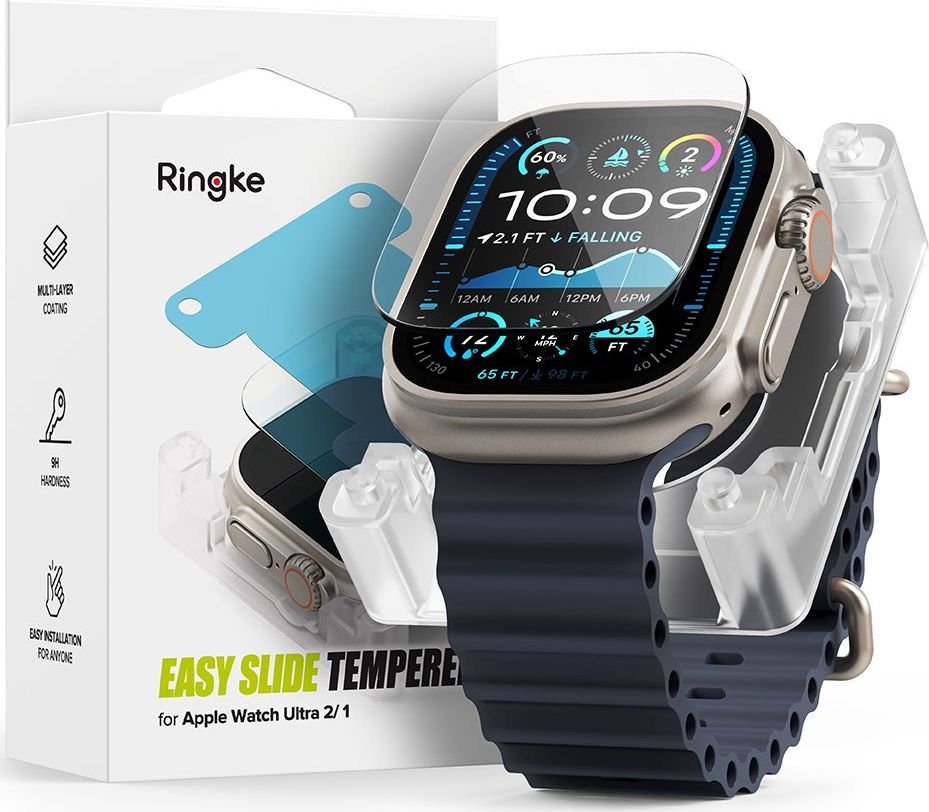 Tvrzené sklo s instalačním aplikátorem RINGKE EASY SLIDE APPLE WATCH ULTRA 1 / 2 (49 MM) CLEAR