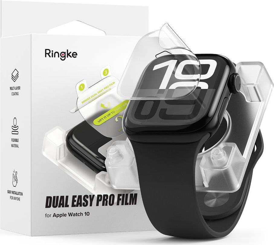 Ochranná fólie s apliktátorem RINGKE DUAL EASY PRO 2-PACK APPLE WATCH 10 (42 MM) CLEAR