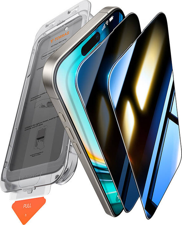 Tvrzené sklo Torras Install Master Privacy Glass pro iPhone 16 Plus