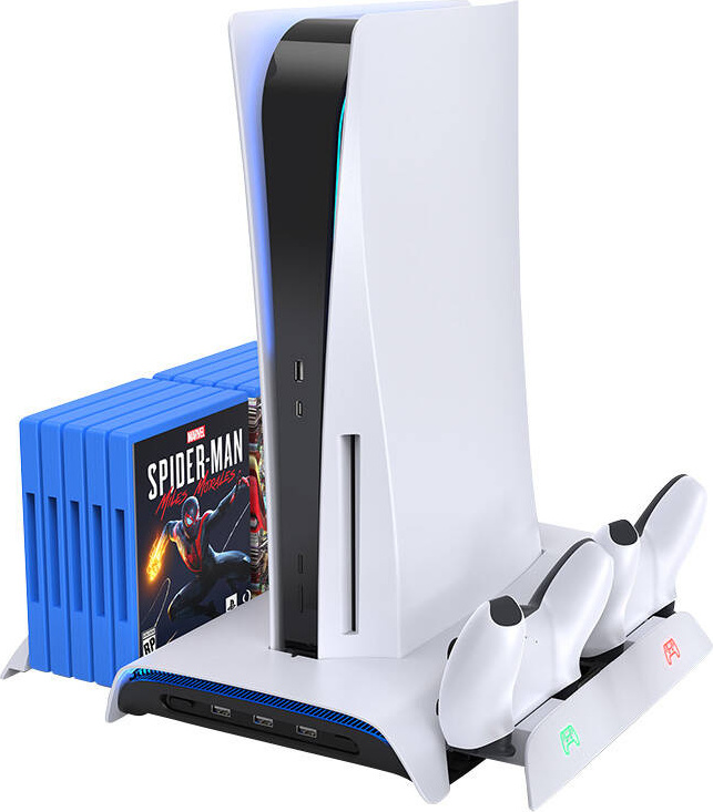 Chladicí stanice PS5 a nabíječka pro dva ovladače Kiwi Home PB01 White