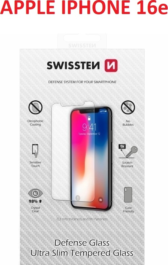 Levně OCHRANNÉ TEMPEROVANÉ SKLO SWISSTEN PRO APPLE IPHONE 17e / 16e RE 2,5D