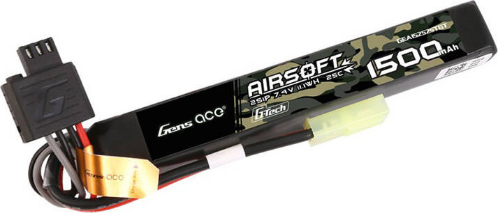 Gens ace G-Tech 25C 1500mAh 2S1P 7,4V Airsoft Gun Lipo baterie s mini Tamiya konektorem
