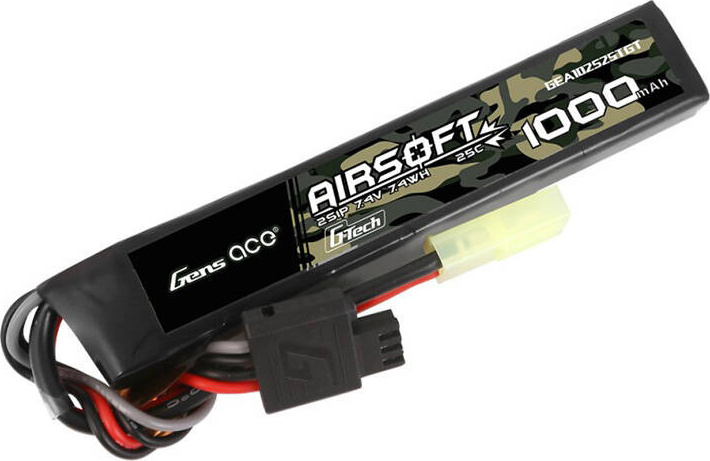 Gens ace G-Tech 25C 1000mAh 2S1P 7,4V Airsoft Gun Lipo baterie s mini Tamiya konektorem
