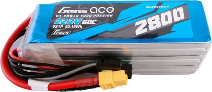 Gens ace G-Tech 2800mAh 22,2V 60C 6S1P Lipo Battery Pack s konektorem XT60